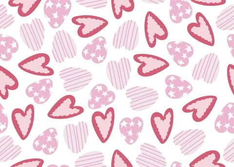 Cute pink Hearts Seamless Pattern. Retro Love Style for Print on Textile, W.. Stock Illustration