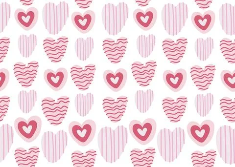 Cute pink Hearts Seamless Pattern. Retro Love Style for Print on Textile, W.. Stock Illustration