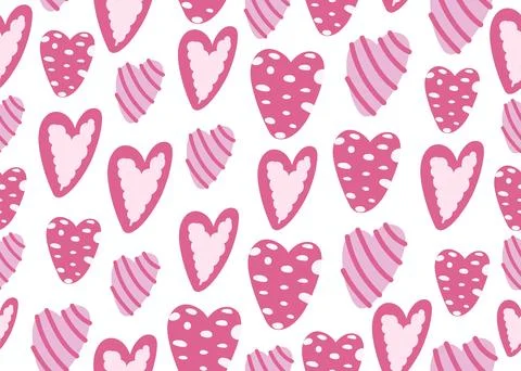 Cute pink Hearts Seamless Pattern. Retro Love Style for Print on Textile Stock Illustration