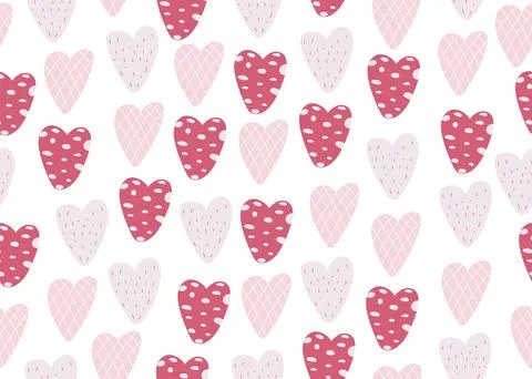 Cute pink Hearts Seamless Pattern. Retro Love Style for Print on Textile Stock Illustration