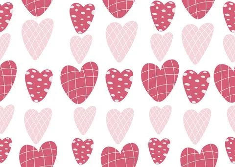 Cute pink Hearts Seamless Pattern. Retro Love Style for Print on Textile Stock Illustration