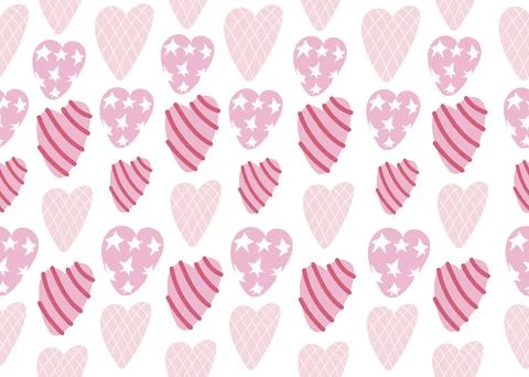 Cute pink Hearts Seamless Pattern. Retro Love Style for Print on Textile Stock Illustration
