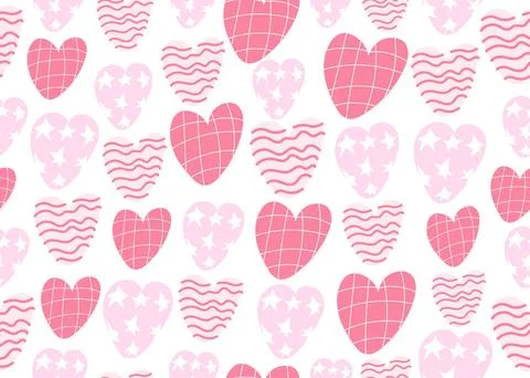 Cute pink Hearts Seamless Pattern. Retro Love Style for Print on Textile Stock Illustration