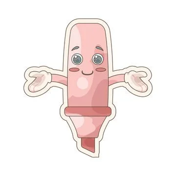 Cute pink highlighter sticker Stock Illustration