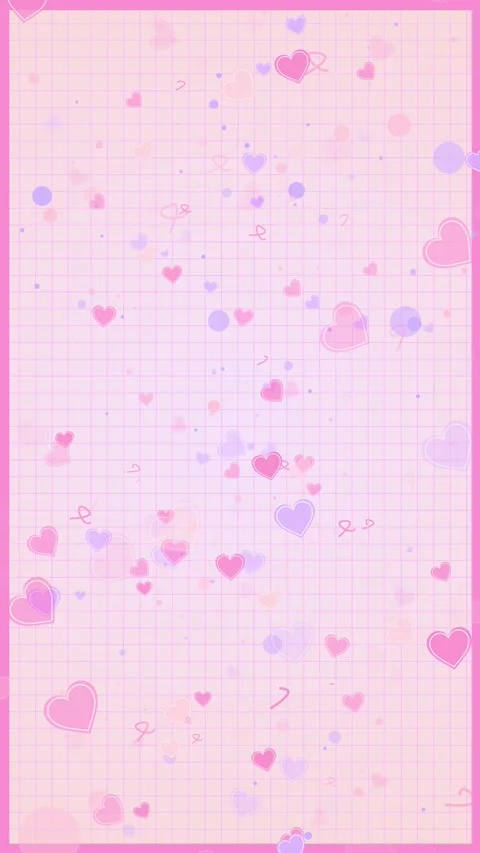 Cute pink love pattern background lilac rose hearts on a neat grid layout soft p Stock Footage 340415960