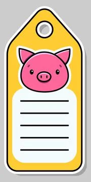 Cute pink pig. Notebook label. Note label. Vector stickers イラスト素材
