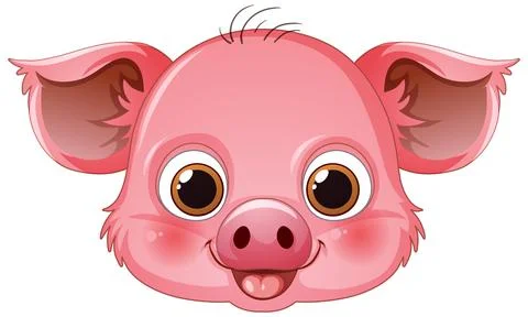 Cute Pink Piglet Face Vector Illustration on White Background Stock Illustration