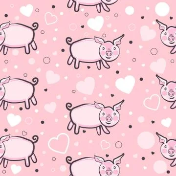 Cute pink pigs pattern Stock Illustration