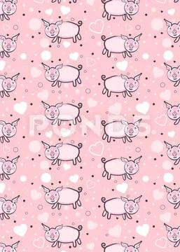 Cute pink pigs pattern Stock Illustration