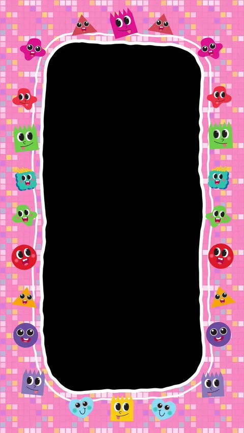 Cute Pink Pixel Arcade Monster Border Animation Loop Stock Footage 345308305