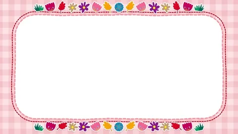 Cute Pink Plaid Notebook Frame with Animated Flower Border Stock Footage 345294157