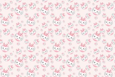 Cute pink rabbit cartoon pattern background.vector,sweet,illustrator design. Illustrazione stock