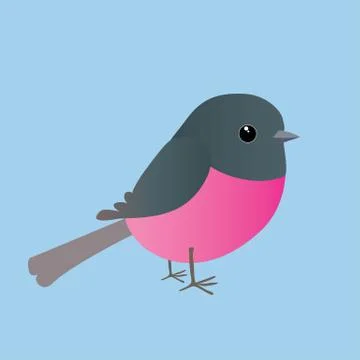 Cute pink robin comic illustration イラスト素材