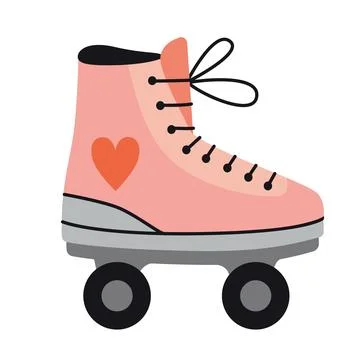 Cute pink roller skate. Active lifestyles, fitness, and roller disco concep.. Stock Illustration