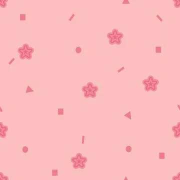 Cute pink seamless pattern with stars and geometric shapes vector background Stock-Illustration