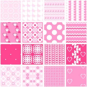 Cute pink seamless patterns. Endless texture Stock Illustration