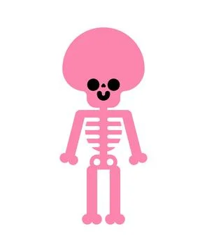 Cute pink skeleton vector icon. Kawaii gothic, funny death symbol for Hallo.. Stock Illustration