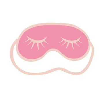 ..Cute pink sleeping mask with closed eyes and eyelashes. Night accessory to Stock Illustration