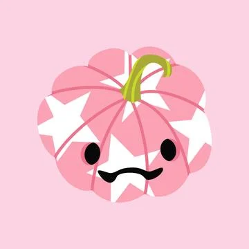 Cute pink star pattern pumpkin jack o lantern icon Stock Illustration