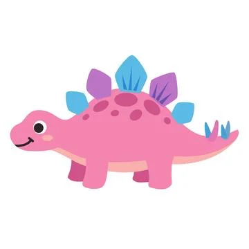 Cute Pink Stegosaurus Dinosaur Vector Illustration Stock Illustration