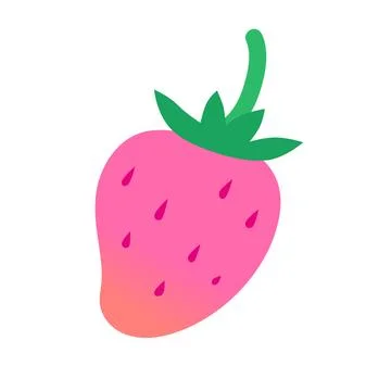 Cute pink strawberry. Vector isolated on white. Stock Illustration