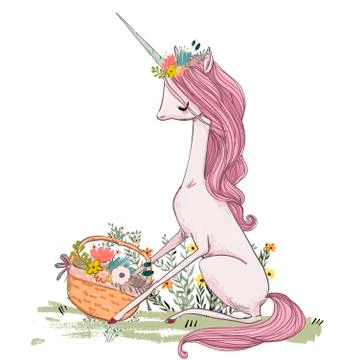 Cute pink unicorn Stock Illustration