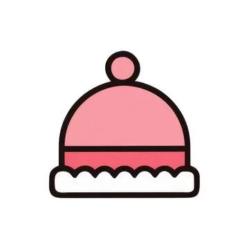 Cute pink winter hat with pompom and fluffy brim Stock Illustration