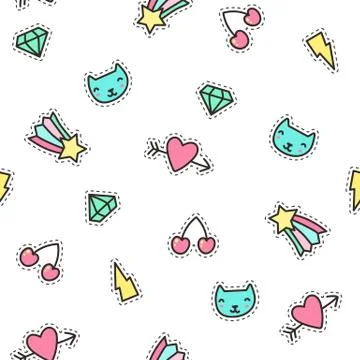 Cute pins seamless pattern. Stock Illustration