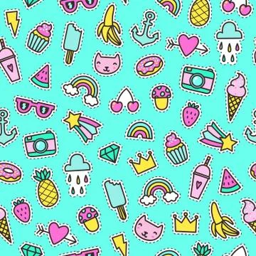 Cute pins seamless pattern. Stock Illustration