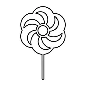 Cute Pinwheel Flower Icon Vector Floral Windmill Blossom Clipart Minimal Fl.. Stock Illustration