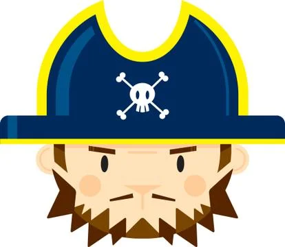 Cute Pirate Captain Face Stock Illustration