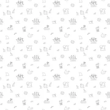 Cute Pirate elements Seamless Pattern. Cartoon items Pirate and objects. ba.. Illustrazione stock