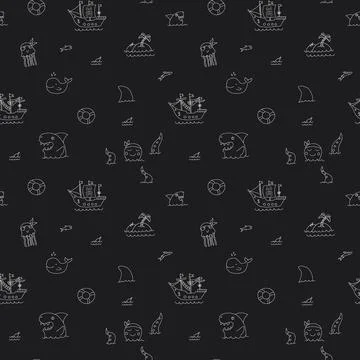 Cute Pirate elements Seamless Pattern. Cartoon items Pirate and objects. ba.. Stockillustratie