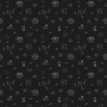 Cute Pirate elements Seamless Pattern. Cartoon items Pirate and objects. ba.. Illustrazione stock