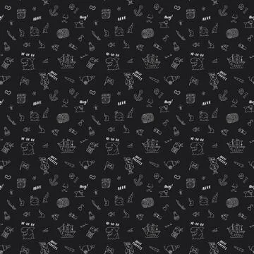 Cute Pirate elements Seamless Pattern. Cartoon items Pirate and objects. ba.. Stockillustratie