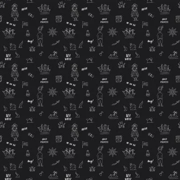 Cute Pirate elements Seamless Pattern. Cartoon items Pirate and objects. ba.. Stockillustratie