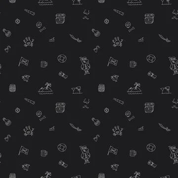 Cute Pirate elements Seamless Pattern. Cartoon items Pirate and objects. ba.. Stockillustratie