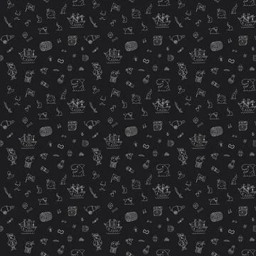 Cute Pirate elements Seamless Pattern. Cartoon items Pirate and objects. ba.. イラスト素材