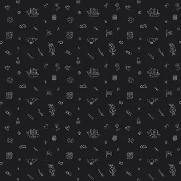 Cute Pirate elements Seamless Pattern. Cartoon items Pirate and objects. ba.. Stockillustratie