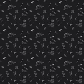 Cute Pirate elements Seamless Pattern. Cartoon items Pirate and objects. ba.. Illustrazione stock