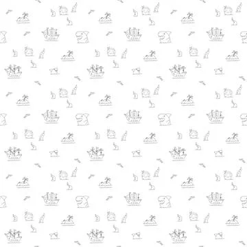 Cute Pirate elements Seamless Pattern. Cartoon items Pirate and objects. back Illustrazione stock