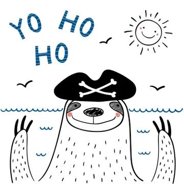 Cute pirate sloth Stock Illustration