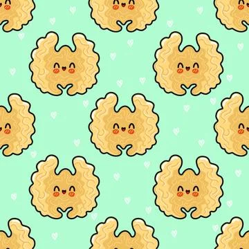 Cute pistachio character seamless pattern with hearts Illustrazione stock