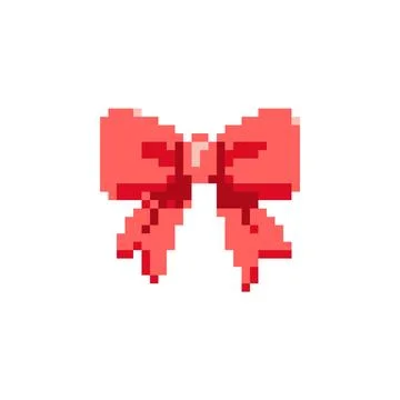 Cute Pixel Art Red Bow 8-Bit Ribbon Icon for Games, Gifts and Holiday Design 스톡 일러스트