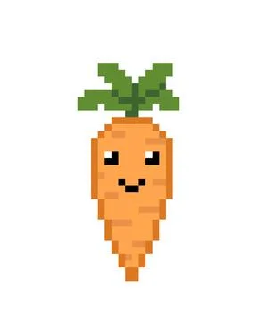 Cute pixel carrot image. Vector illustration for 8 bit game and cross stitch 库存插图
