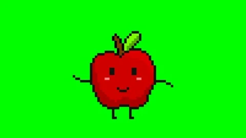 Cute pixel dancing apple animation on green screen Stock Footage 237811544
