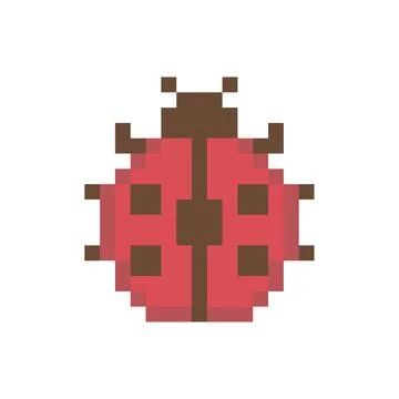 Cute Pixel Ladybug 8-Bit Red Beetle Vector Illustration for Game and Sticker Stock Illustration
