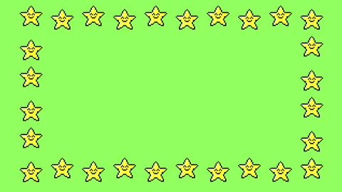 Cute pixel star with smile face frame on green screen. Stock Footage 325841831