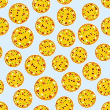 Cute pizza character seamless pattern 스톡 일러스트
