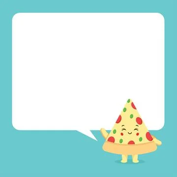 Cute Pizza with Speech Bubbles Stock Illustration